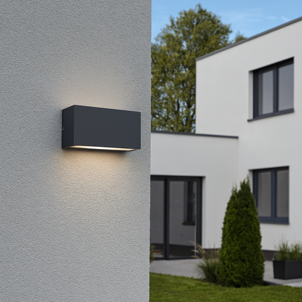 Outdoor Wall Light – 9W LED, 1100lm, 3000K Warm White, IP65, Anthracite, Up & Down