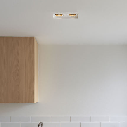 Trimless Twin Plaster‑In Downlight – 2×50W GU10, Matt White