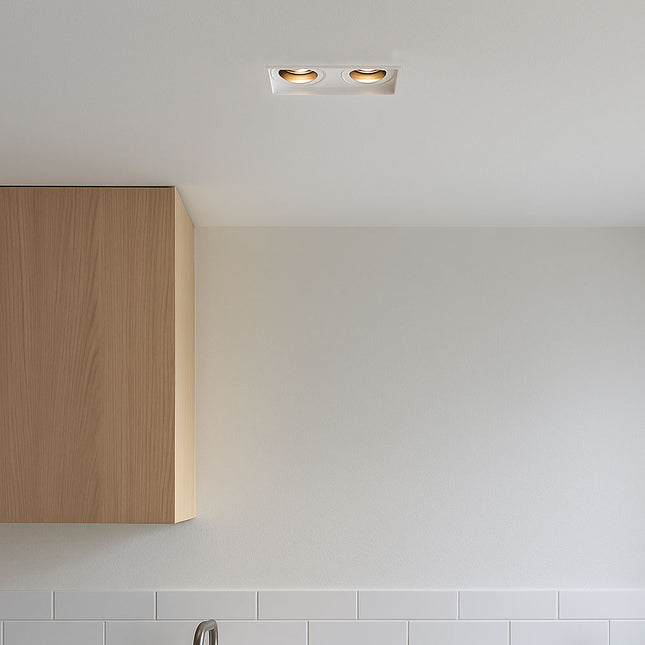 Trimless Twin Plaster‑In Downlight – 2×50W GU10, Matt White