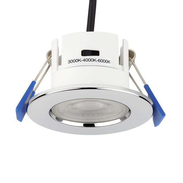 3CCT 5W Fire-Rated LED Downlight - Fire Rated 30/60/90 min - IP65, Polished Chrome