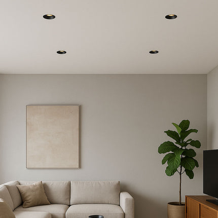 Ravel Fire Rated Trimless Plaster-In Downlight - Matt Black GU10