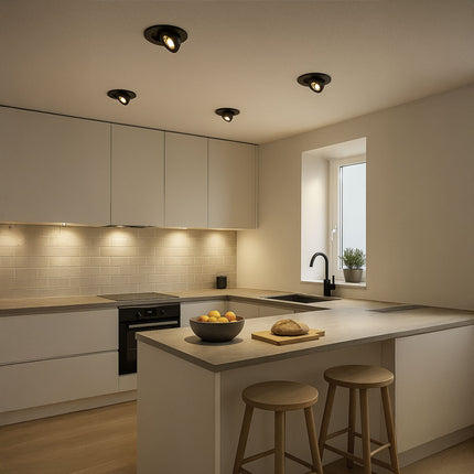 4CCT 4/6/8W Fire Rated LED Downlight - IP44, 360° Swivel & Tilt, Matt Black