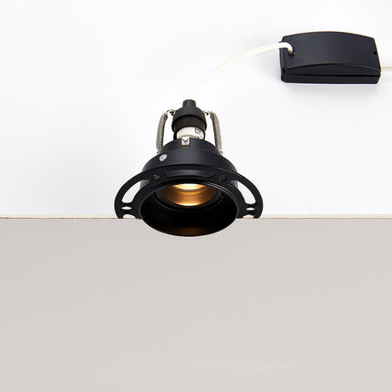 Trimless Round Plaster‑In Downlight – 50W GU10, Matt Black