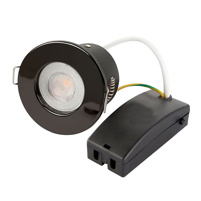 Fire-Rated 30/60/90 min Open Back Fixed Downlight – IP20, GU10, Black Nickel