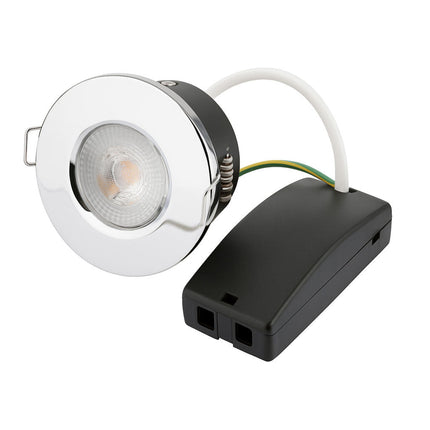 LED downlight fixture with wiring on a white background