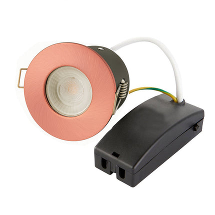 Fire-Rated 30/60/90 min Open Back Downlight – IP20, GU10, Brushed Copper