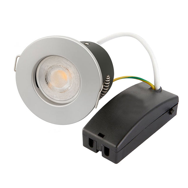 Fire-Rated 30/60/90 min Open Back Fixed Downlight – IP20, GU10, Silver